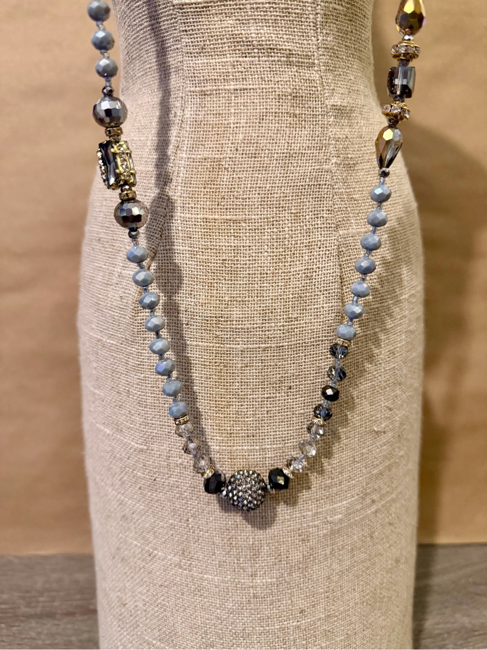 Rush by Denis & Charles  Blue Crystal Glass Bead Necklace